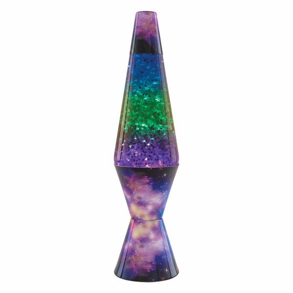 Lava Lamp Classic - STAR GLITTER / CLEAR LIQUID / GALAXY OMBRE BASE 14.5" - For PICK UP ONLY