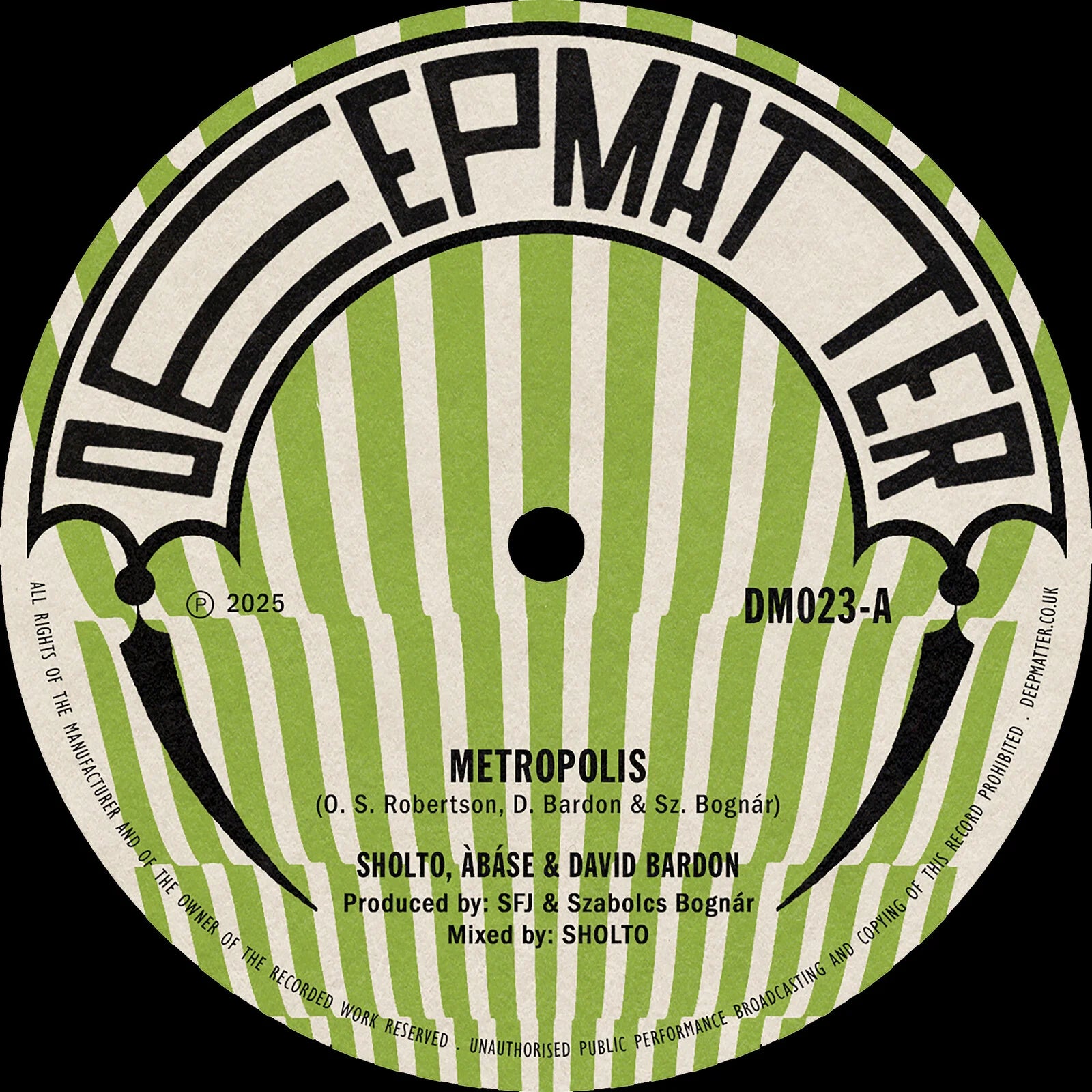 Sholto/Abase/Dave Bardon - Metropolis/The Right Orchid 7" (New Vinyl)