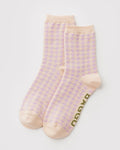 BAGGU Pink Houndstooth Crew Socks