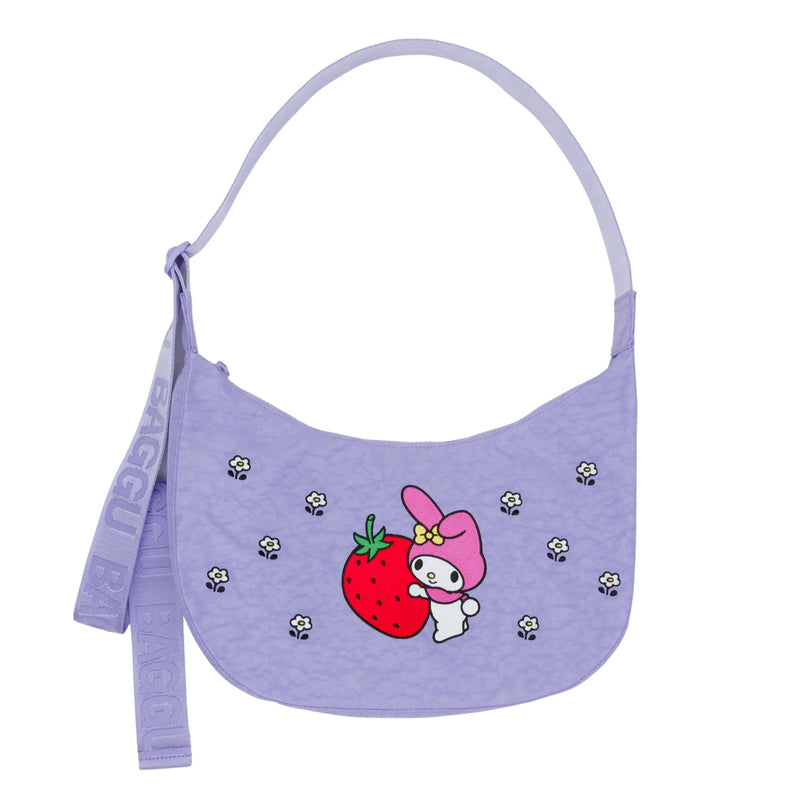 Baggu - Embroidered My Melody Strawberry Medium Crescent Bag