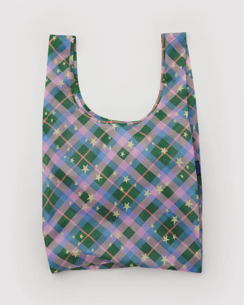 Baggu - Green Star Plaid Standard Baggu Reusable Bag