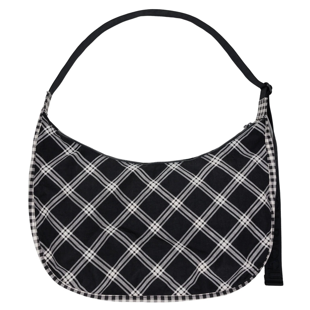 Baggu  - Large Mixed Plaid Crescent Bag