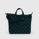 Baggu Zip Duck Canvas Tote Bag - Navy Green Check