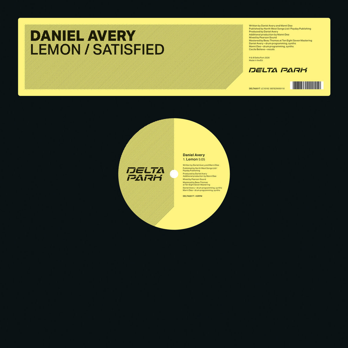 Daniel Avery - Lemon/Satisfied (12") (New Vinyl)