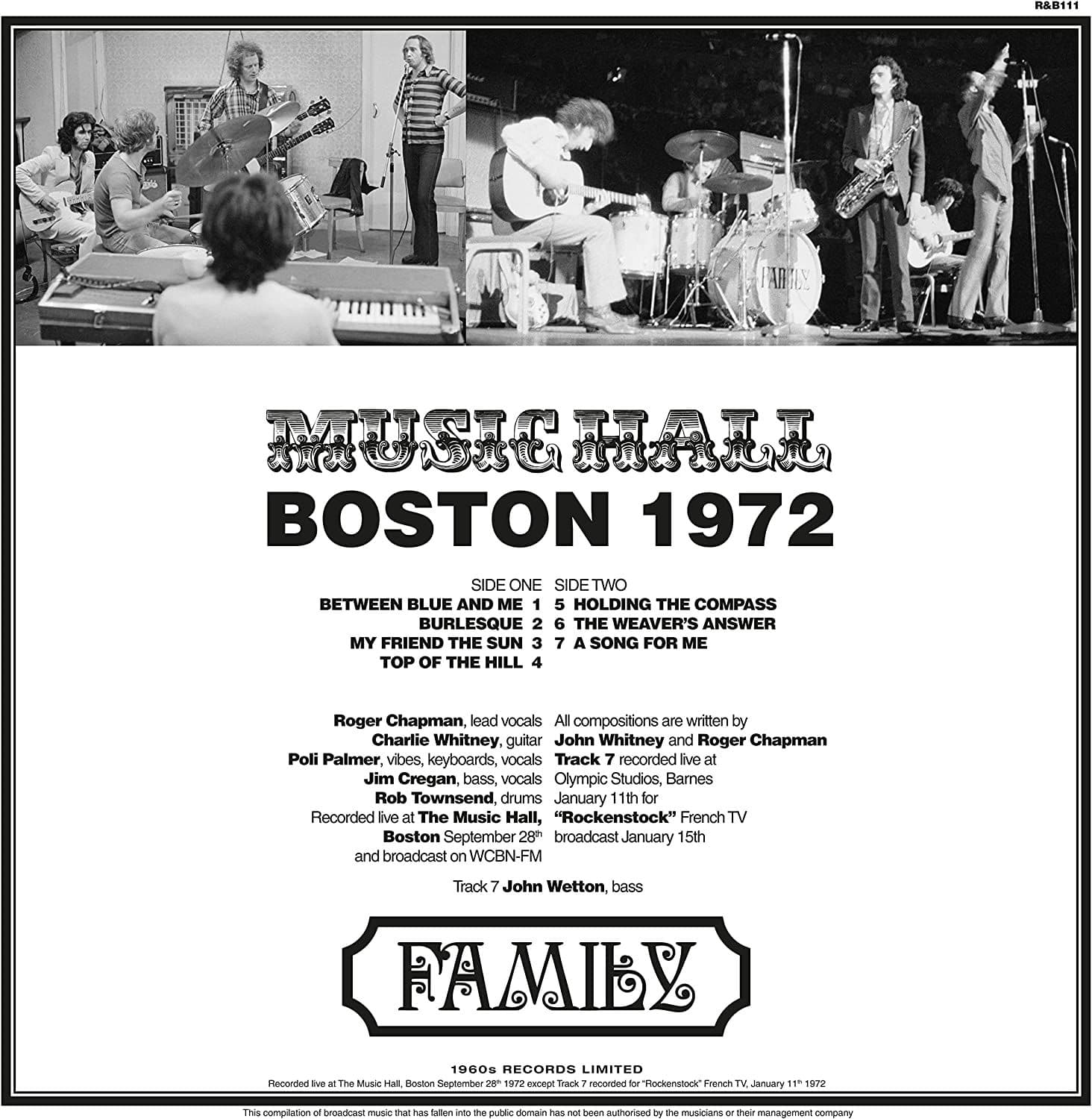 Family - Boston Music Hall 1972 (New Vinyl)