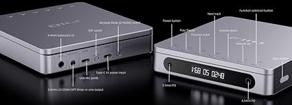 FiiO DM13 Multifunctional Portable Stereo CD Player with Long-Lasting Battery, Supports USB Ripping, Optical/coaxial/3.5mm/4.4mm outputs (White Skylight/Clear)