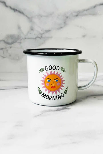 Good Morning - Lisa Congdon x Crow Canyon - Enamel Mug - 16 Oz - Crow Canyon