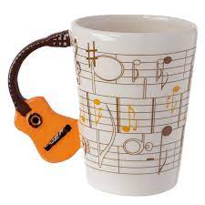 Headstock Acoustic Guitar Shaped  Handle Ceramic Mug