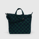 Baggu Zip Duck Canvas Tote Bag - Navy Green Check
