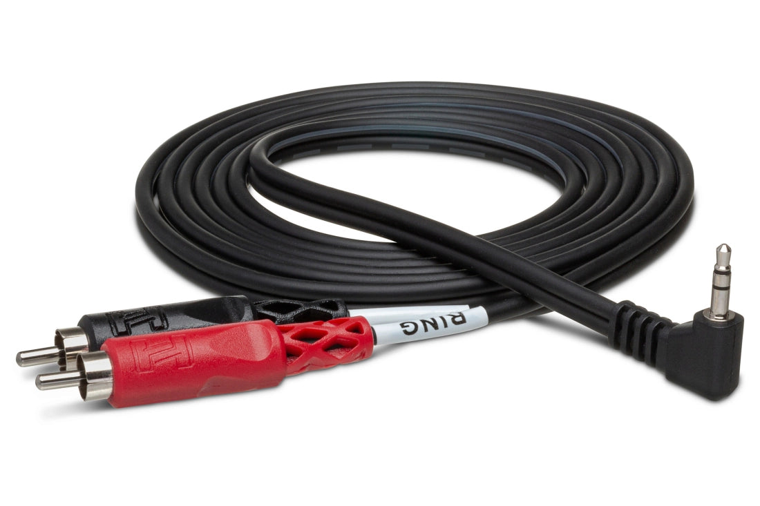 Hosa Right-Angle 3.5mm TRS (Aux/Headphone) to Dual RCA Stereo Breakout Cable