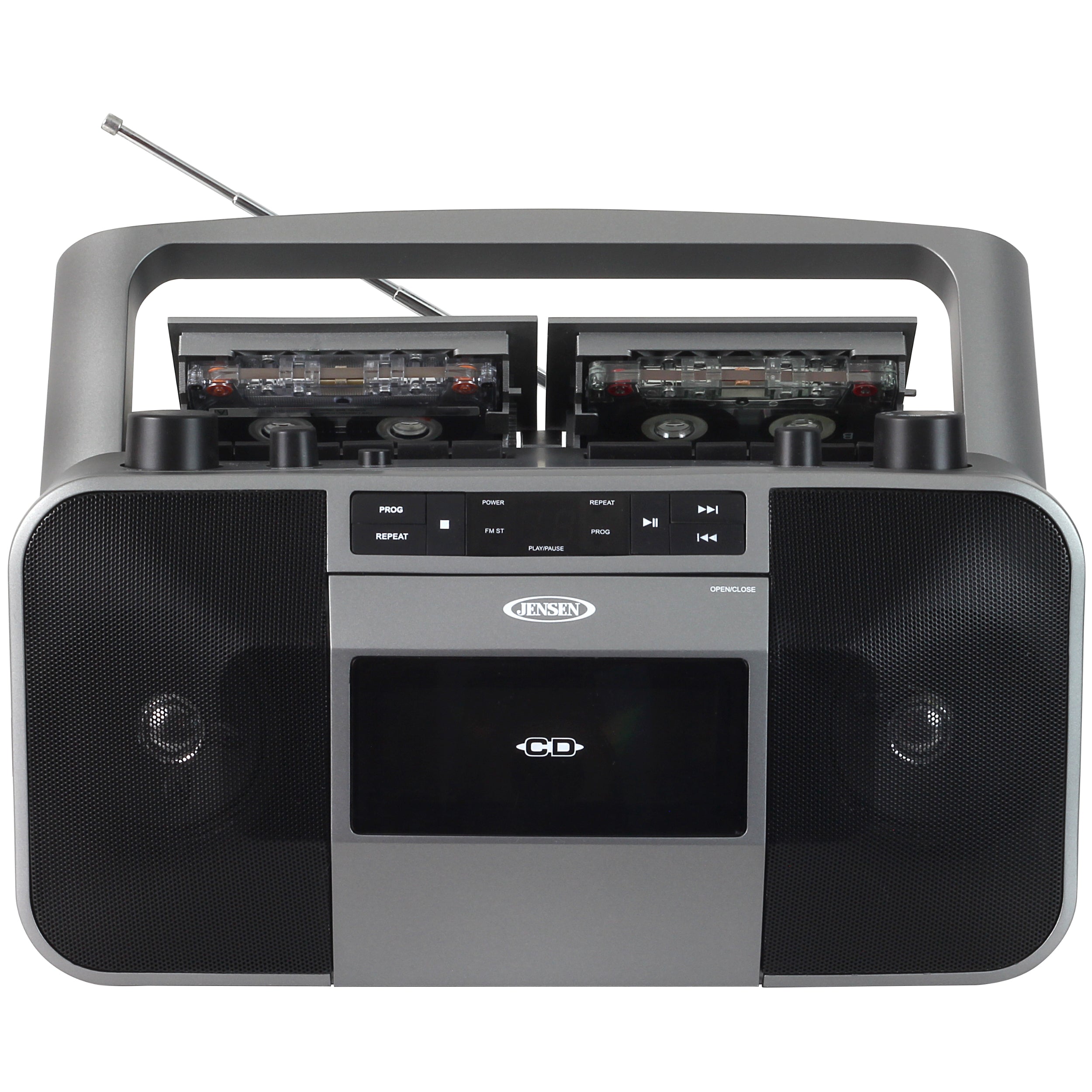 Jensen MCR1500 Portable Stereo CD Player/Dual Cassette Deck Loader/AM/FM Radio (Black/Titanium Silver) (Electronics) ***AVAILABLE AS IN-STORE PICKUP ONLY***