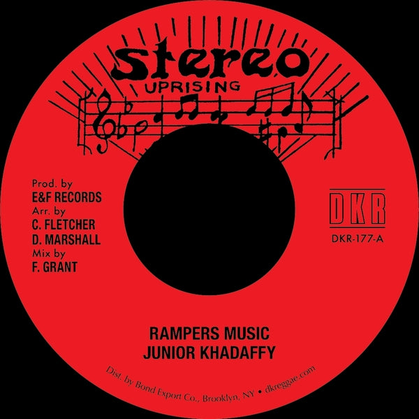 Junior Khadaffy – Rampers Music/Version (7") (New Vinyl)
