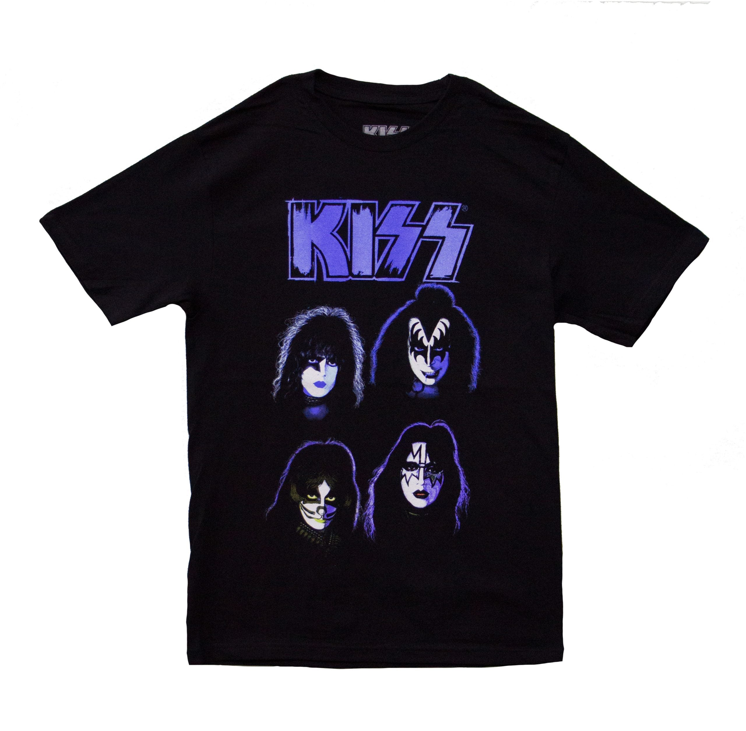 Kiss - Four Faces Blue Logo T-Shirt – Sonic Boom Records