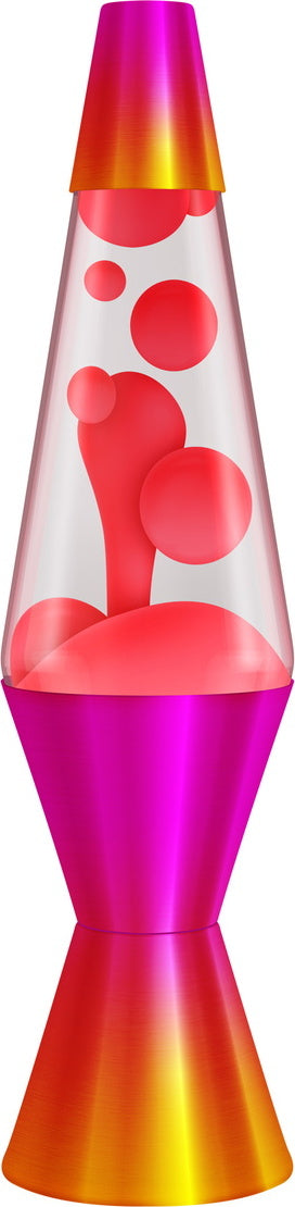 Lava Lamp Classic - PINK WAX / CLEAR LIQUID / PINK, ORANGE, YELLOW OMBRE BASE 14.5" - For PICK UP ONLY