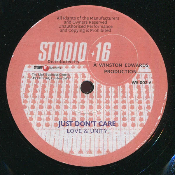 Love & Unity - Just Don't Care (12") (New Vinyl)
