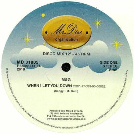 M & G – When I Let You Down 12" (New Vinyl)