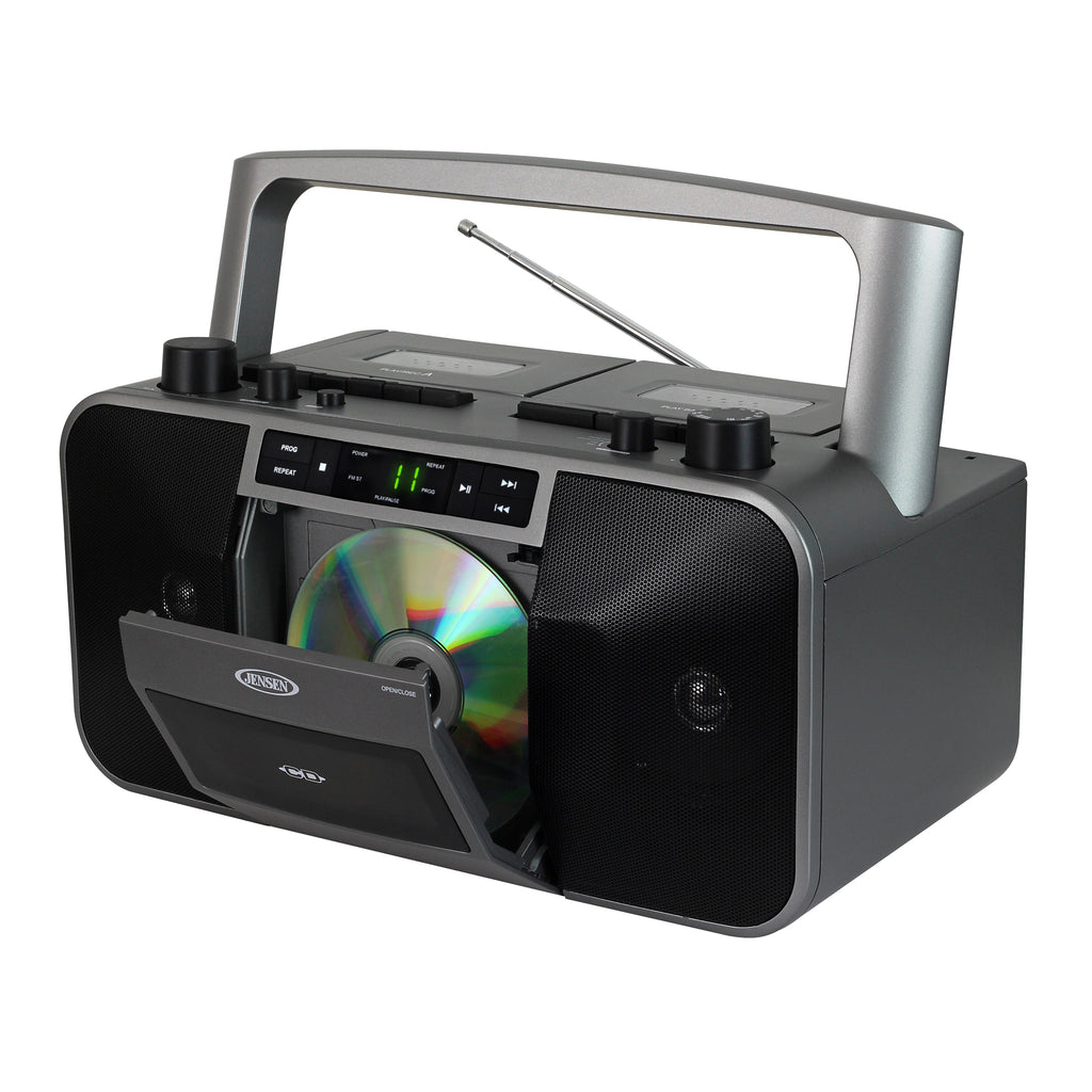 Jensen MCR1500 Portable Stereo CD Player/Dual Cassette Deck Loader/AM/FM Radio (Black/Titanium Silver) (Electronics) ***AVAILABLE AS IN-STORE PICKUP ONLY***