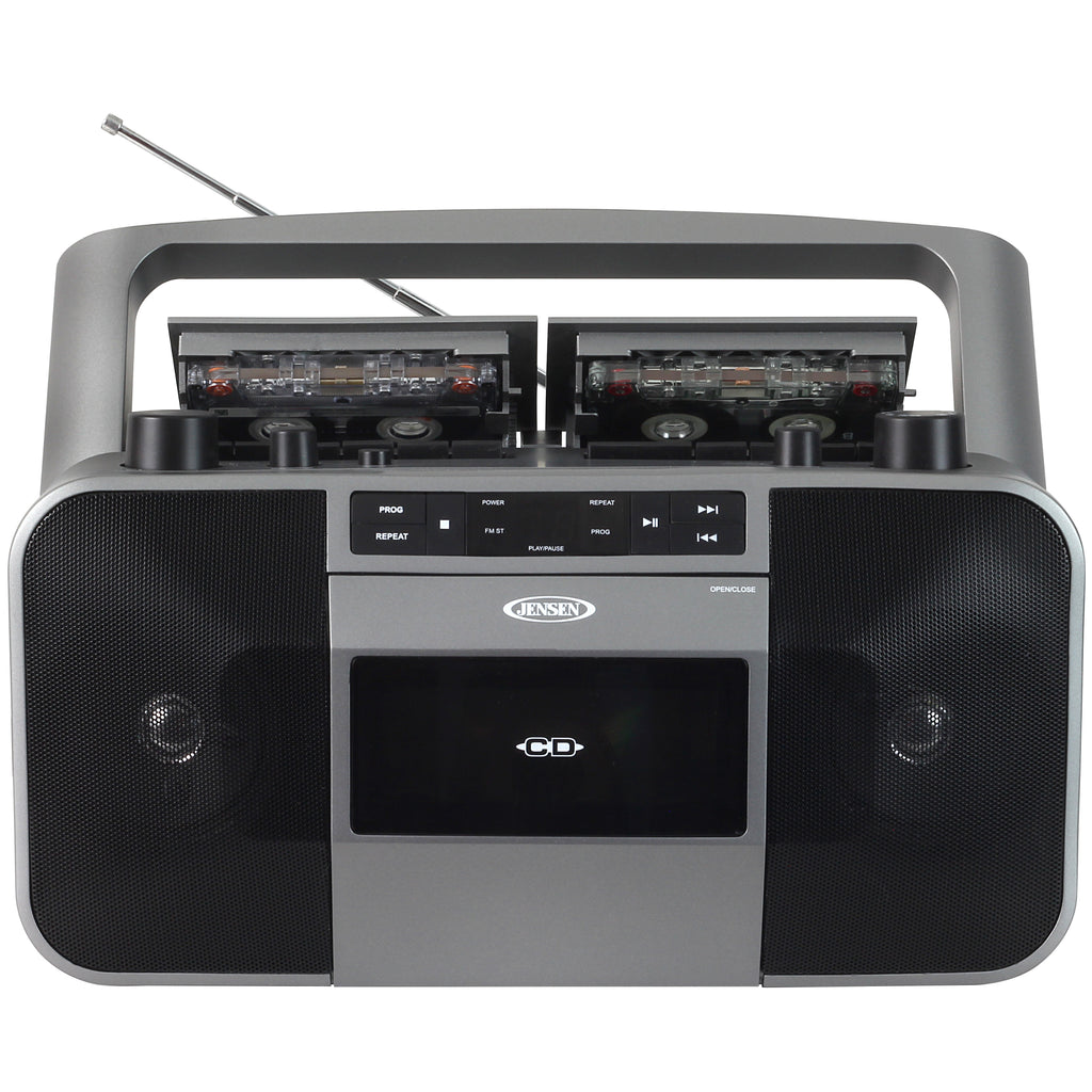 Jensen MCR1500 Portable Stereo CD Player/Dual Cassette Deck Loader/AM/FM Radio (Black/Titanium Silver) (Electronics) ***AVAILABLE AS IN-STORE PICKUP ONLY***