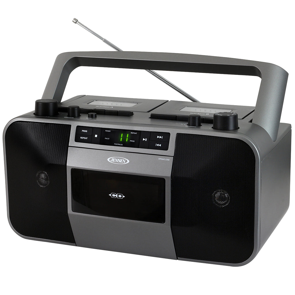 Jensen MCR1500 Portable Stereo CD Player/Dual Cassette Deck Loader/AM/FM Radio (Black/Titanium Silver) (Electronics) ***AVAILABLE AS IN-STORE PICKUP ONLY***
