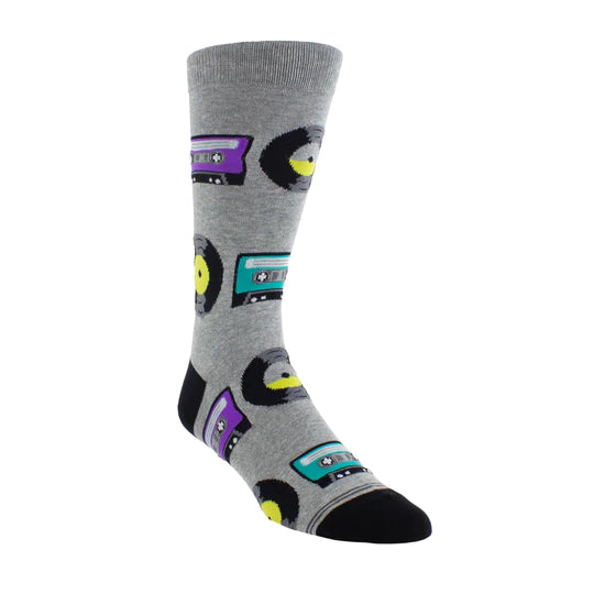 Perri Socks - RETRO VINYL & CASSETTE CREW KNIT IN SOCKS - One Size