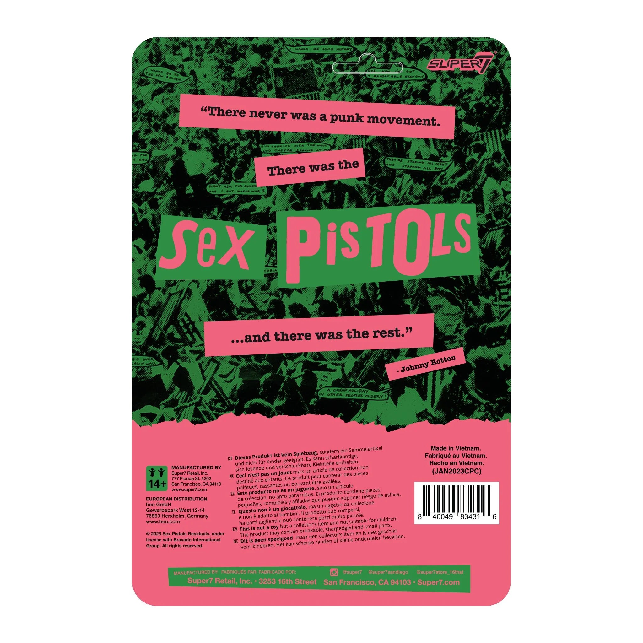 SUPER7 - Sex Pistols Reaction Figure - Johnny Rotten (Never Mind The Bollocks)