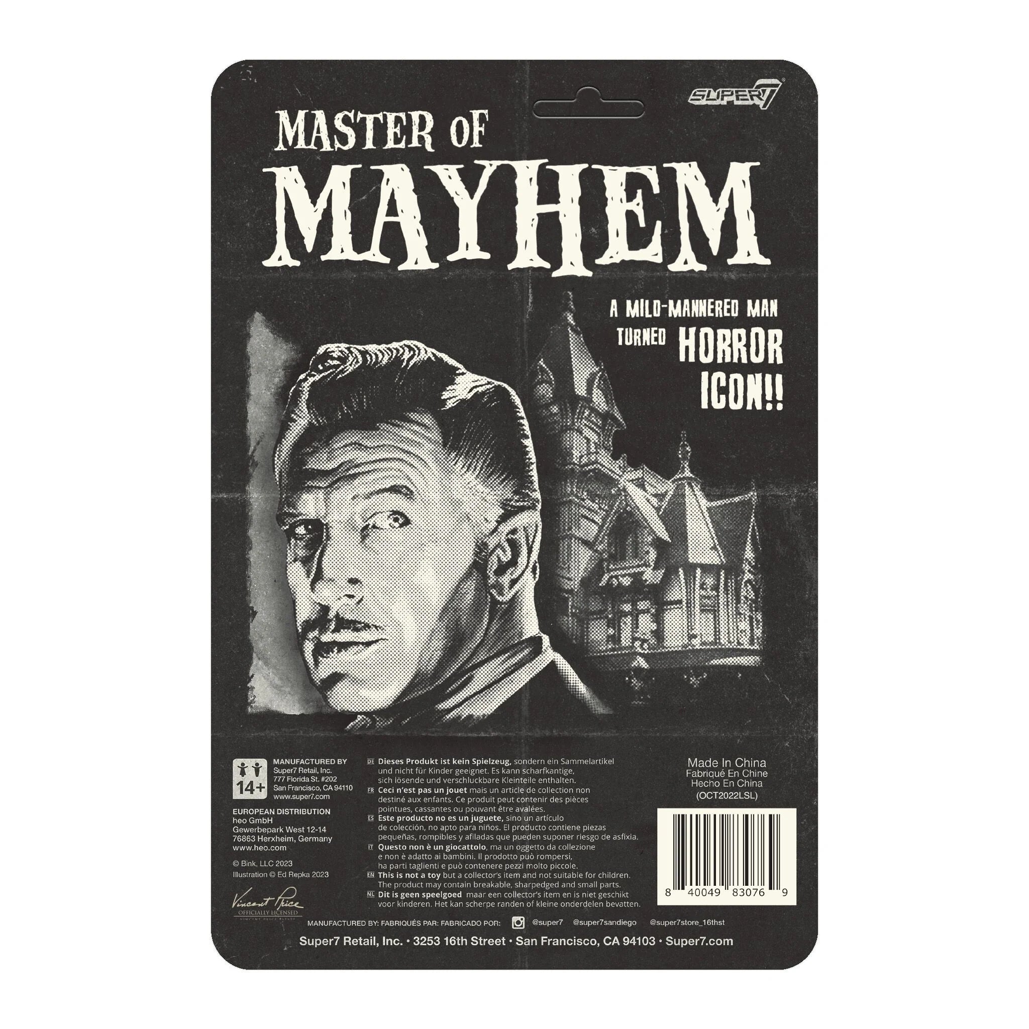 SUPER7 - Vincent Price ReAction Figure Vincent Price (Grayscale)