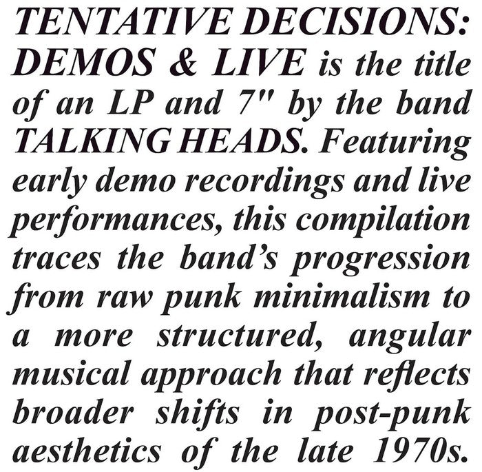 Talking Heads - Tentative Decisions: Demos & Live (LP / 7" Clear Vinyl) (RSD Black Friday 2025) (New Vinyl)