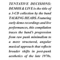 Talking Heads - Tentative Decisions: Demos & Live (Rhino) (New Vinyl)