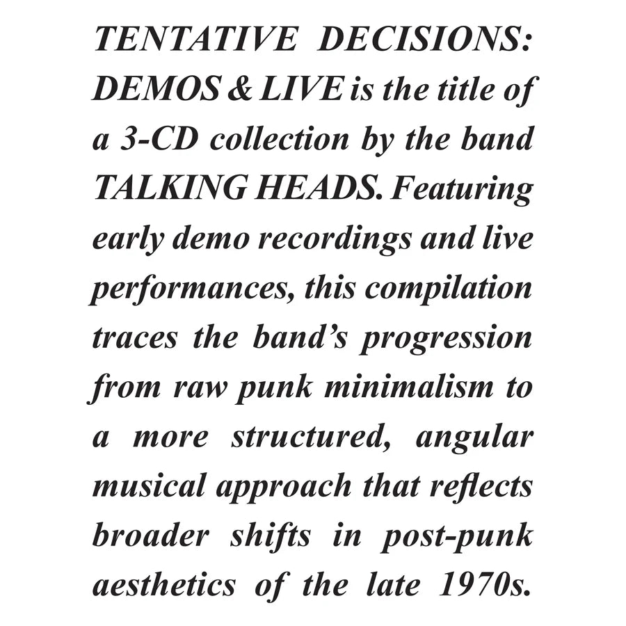 Talking Heads - Tentative Decisions: Demos & Live (Rhino) (New Vinyl)