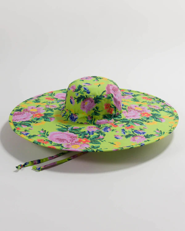 BAGGU Flowerbed Print 100% Organic Cotton Packable Wide Brim Sun Hat Packable_Sun_Hat_Cotton_Adobe_  main image 3