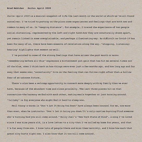 Brad Mehldau & Mark Guiliana - Suite: April 2020 (New Vinyl)