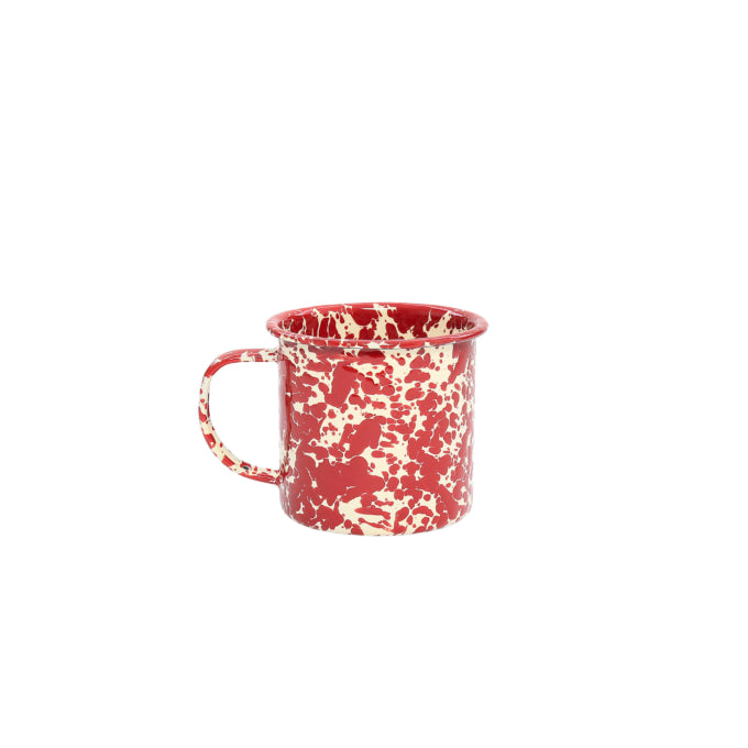 Burgundy & Cream Splatter Enamel Mug - 12 Oz - Crow Canyon