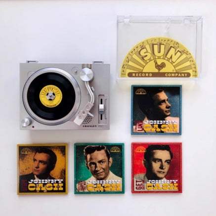 Crosley RSD3 Mini 3" Turntable w/ 4 Johnny Cash Singles