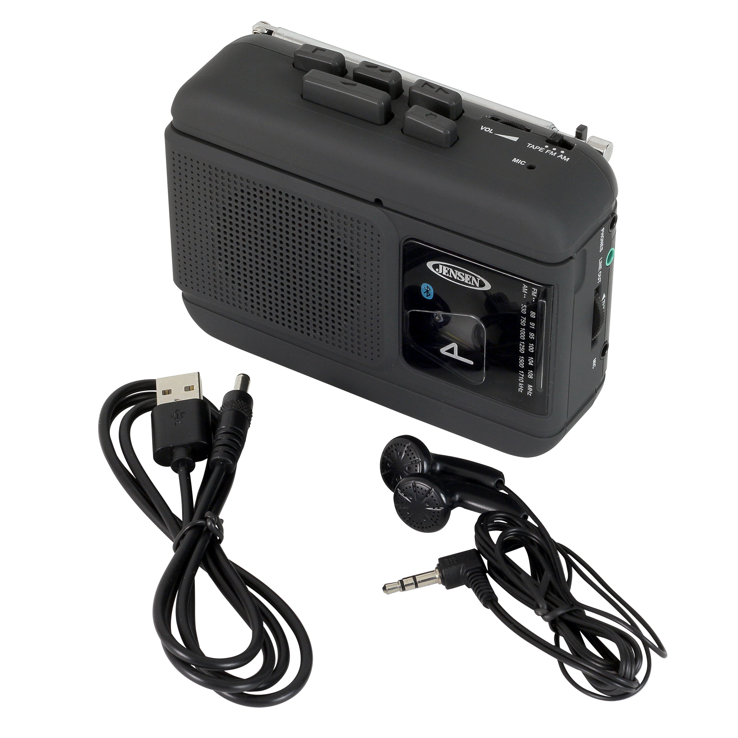 JENSEN MCR-60 Portable Bluetooth AM/FM Cassette Player/Recorder