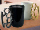KNUCKLE DUSTER BLACK CERAMIC NOVELTY COFFEE MUG