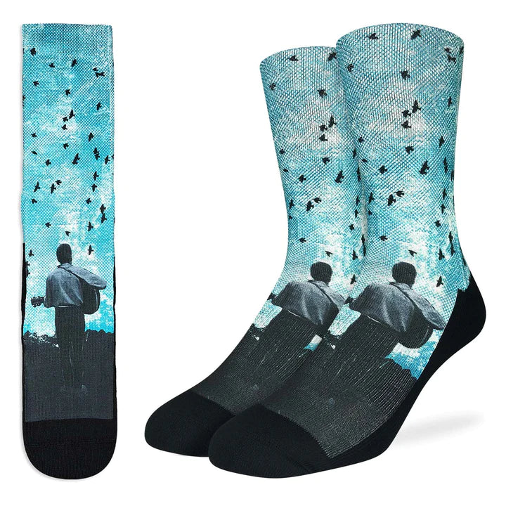 Men's Bob Dylan Playing Guitar Socks