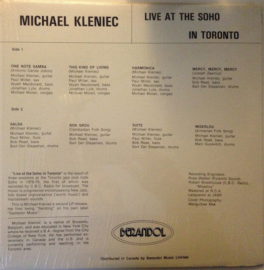 Michael Kleniec - Live at the Soho in Toronto (New Vinyl)