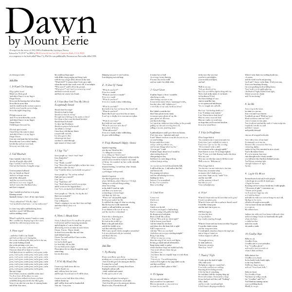 Mount Eerie - Dawn (New Vinyl)