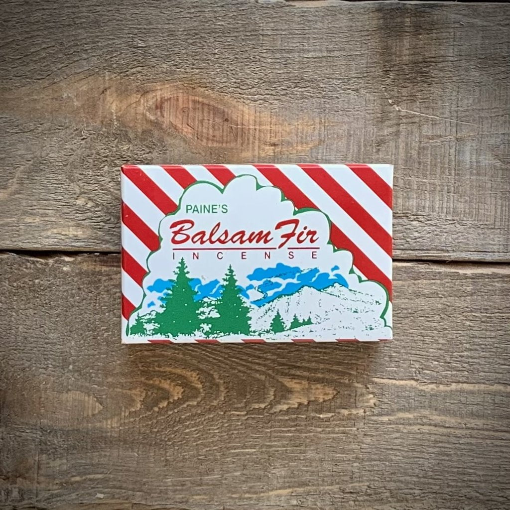 PAINE's 50 BALSAM FIR INCENSE LOGS (3/8″ WIDE X 1 1/4″ LONG) - Thrift Box 50 PCS W/ HOLDER.