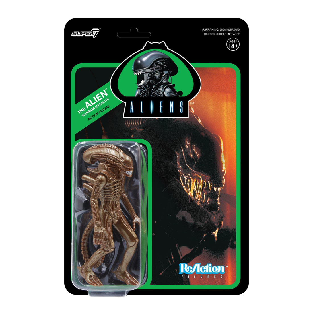 SUPER7 - Aliens ReAction Figure - The Alien Warrior (Stealth) - Bronze