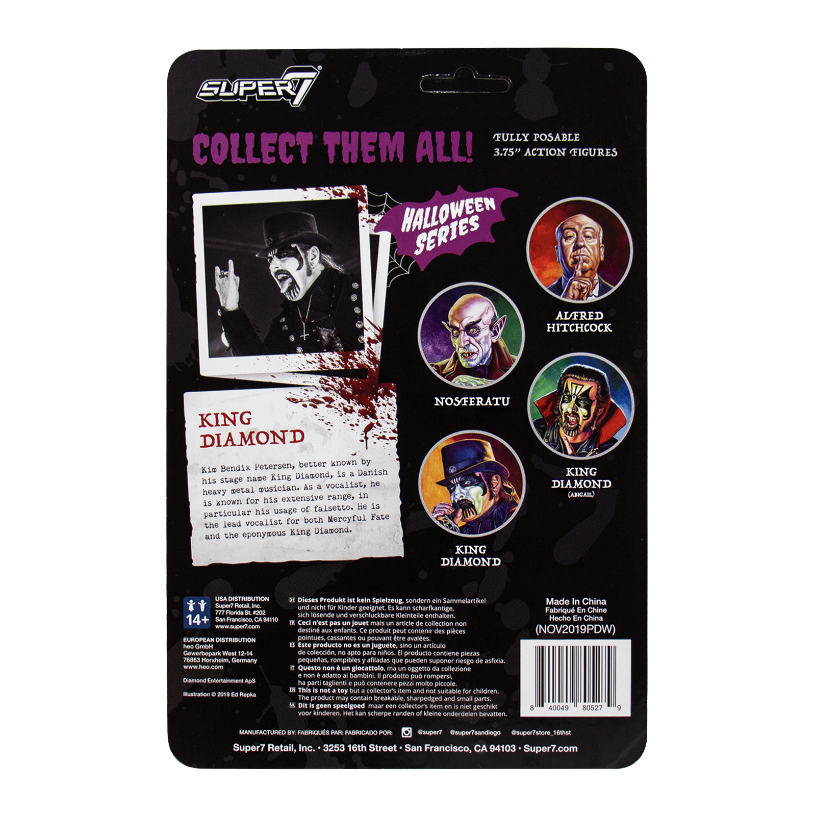 SUPER7 - King Diamond ReAction Figure - King Diamond Top Hat