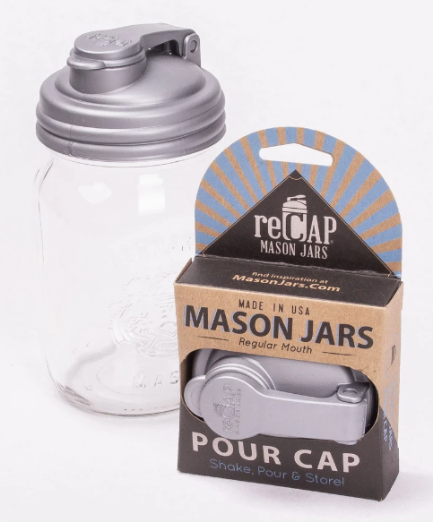 reCAP - Mason Jar Pour Cap (Regular Mouth) (Silver)