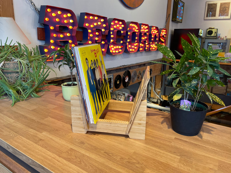 Sonic Boom - Bamboo Wood Vinyl Record Storage Rack 50+ Albums Organizer
